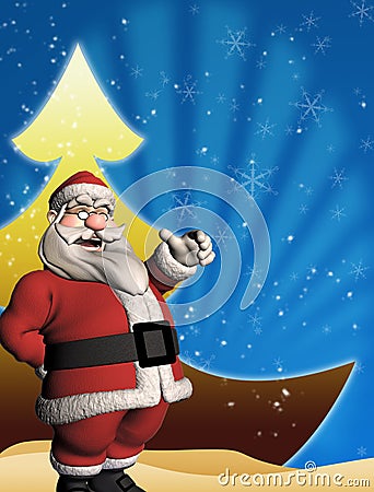 Christmas template with 3d Santa Stock Photo