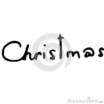 Christmas text. Christmas lettering theme. Vector illustration of handwriting, calligraphy, the word Christmas in English Vector Illustration