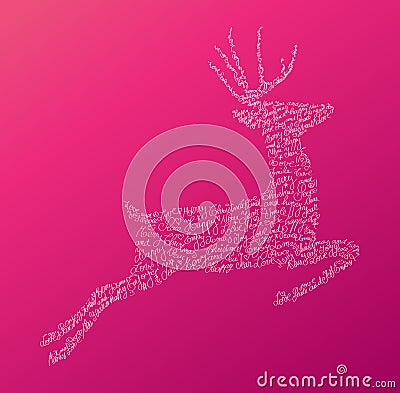 Christmas text jumping reindeer composition EPS10 Vector Illustration