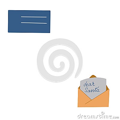 Christmas theme envelope letter to santa blank template Vector Illustration