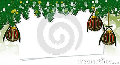 Christmas theme with pine branches, papers and ornements Cartoon Illustration