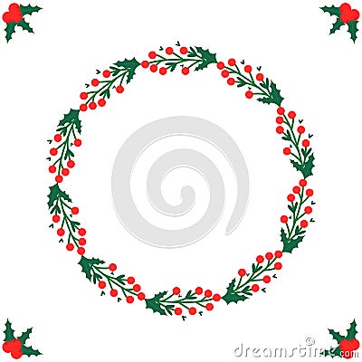 Christmas themed berries wreath Vector Illustration