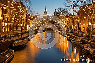 Christmas time in Amsterdam with the Rijksmuseum in Netherlands Editorial Stock Photo