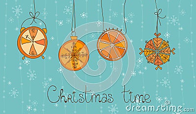 Christmas Time Concept Card Vector Illustration