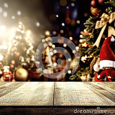 Christmas time and desk of free space for your decoration Stock Photo