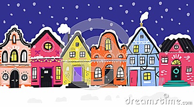 Christmas time in Europe flat vector illustration Vector Illustration
