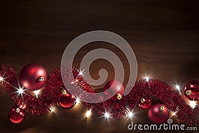 Christmas Tinsel Lights Background Stock Photo