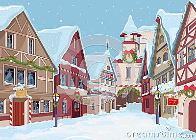 Christmas town Vector Illustration