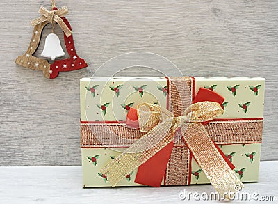 Christmas tree toy and gift box Stock Photo