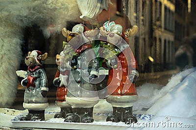 Christmas toys in the store window in Bruges, Belgium Editorial Stock Photo