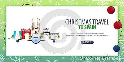 Christmas Travel to Spain. Winter travel. Vector illustration. Cartoon Illustration