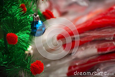 Christmas tree along with santa costume Stock Photo