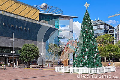 Christmas tree in Aotea Square, Auckland, New Zealand Editorial Stock Photo