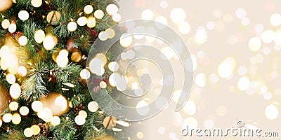 Christmas tree background. Festive bold bokeh Stock Photo