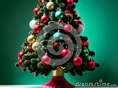 Christmas tree background knolling papercut vintage colors. Stock Photo