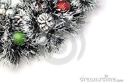 Christmas tree with ball decoration. Isolated Stock Photo