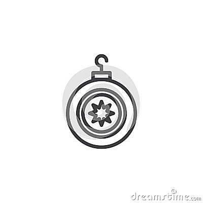 Christmas tree ball with star outline icon Vector Illustration