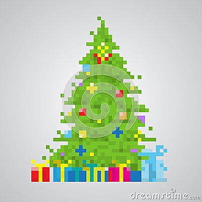 Christmas tree 8-bit pixel style vector Vector Illustration