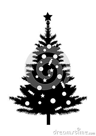 Christmas tree black Silhouette Stock Photo