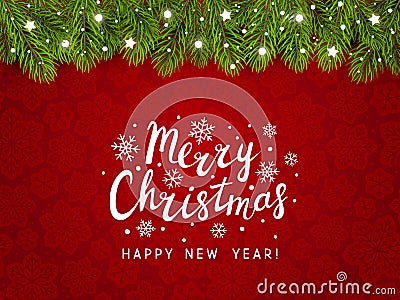 Christmas tree border with holiday decor Vector Illustration