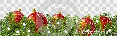 Christmas tree border with holiday decor Vector Illustration