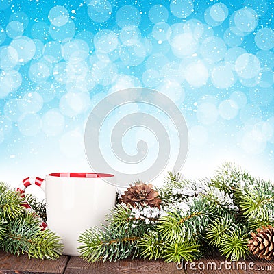 Christmas tree branch mulled wine cup Stock Photo