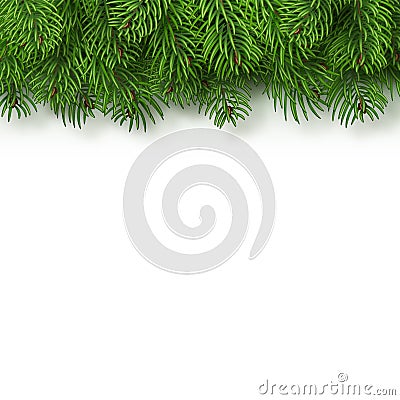 Christmas tree branches background. Christmas and New Year decor. Realistic vector illustration isolated on a Vector Illustration