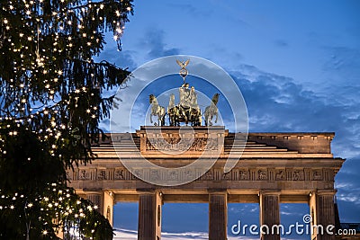 Christmas tree at brandenburger tor Stock Photo