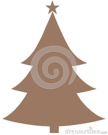 Christmas Tree Brown Flat Icon On White Background Stock Photo