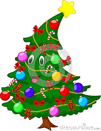 Christmas tree cartoon character Vector Illustration