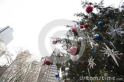 Christmas tree in the center of New York City Stock Photo