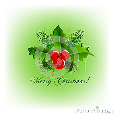 Christmas tree cherries greetings card image vector Vector Illustration