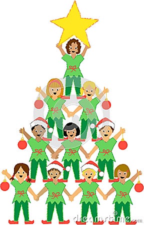 Christmas Tree of Children Stock Photo