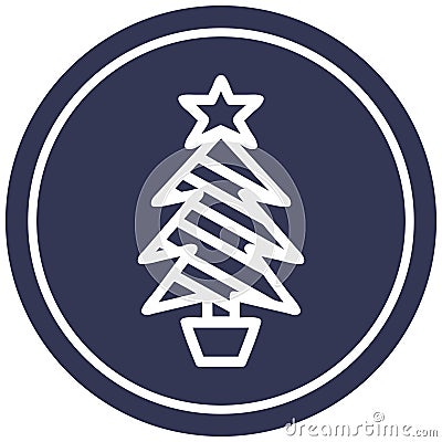 christmas tree circular icon Vector Illustration