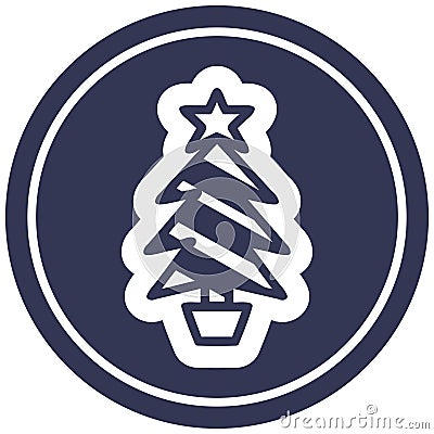 christmas tree circular icon symbol Vector Illustration