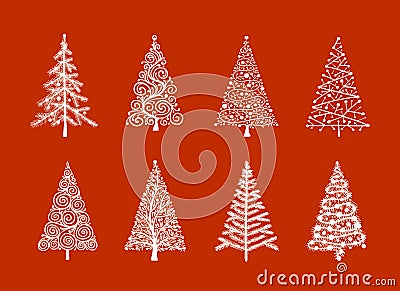 Christmas tree, collection for your design Vector Illustration