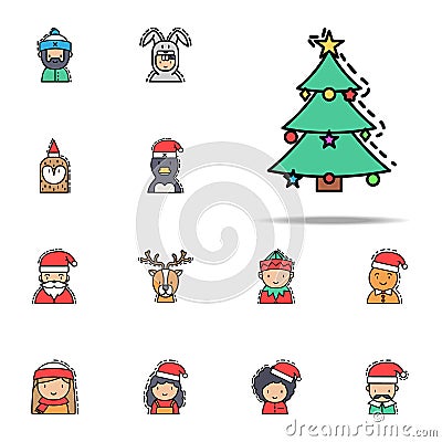 Christmas tree colored icon. Christmas avatars icons universal set for web and mobile Stock Photo
