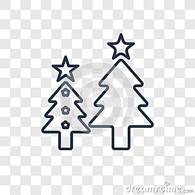 Christmas tree concept vector linear icon isolated on transparent background, Christmas tree concept transparency logo in outline Vector Illustration