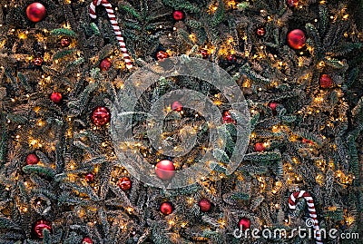 Christmas tree decoration close up background. Christmas balls Stock Photo