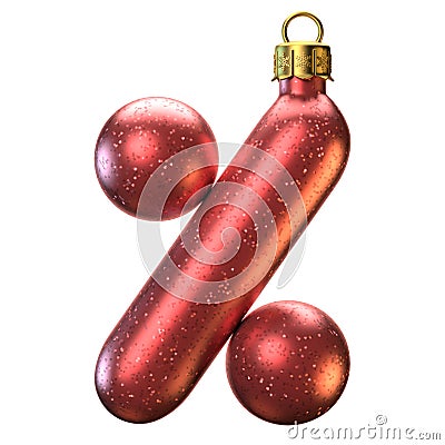 Christmas tree decoration font 3d rendering, percent sign Cartoon Illustration