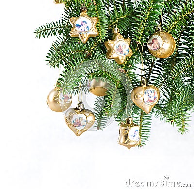 Christmas tree decoration. vinrage balls Stock Photo