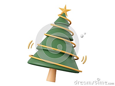 Christmas tree with decorations, Christmas theme elements Cartoon Illustration