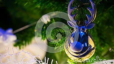 Christmas tree with deer decoration detail Stock Photo