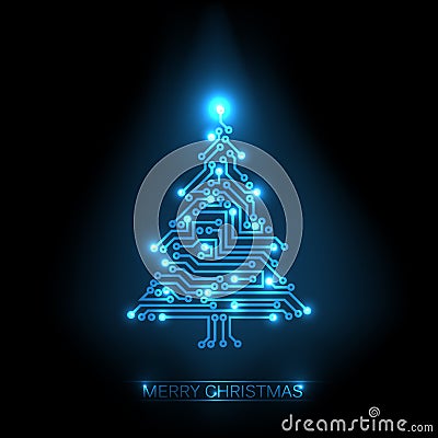 christmas tree from digital circuit Stock Photo