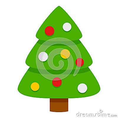 Christmas Tree Flat Icon Isolated on White Vector Illustration