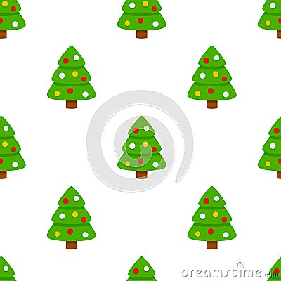 Christmas Tree Flat Icon Seamless Pattern Vector Illustration