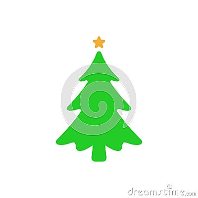 Christmas tree - flat vector icon. Christmas tree silhouette. Fir tree simple vector illustration isolated Vector Illustration