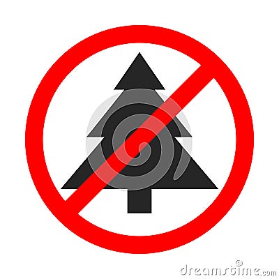 Christmas tree is forbidden. Stop Christmas tree Stock Photo