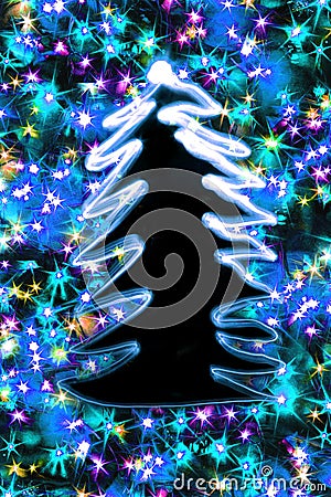 Christmas tree form the color xmas lights Stock Photo