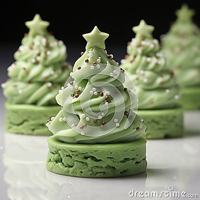 Christmas Tree Fudge With Green Frosting And Sprinkles Stock Photo